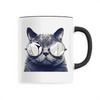 mug chat à lunettes poignée noire