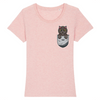 t-shirt chat poche couleur rose