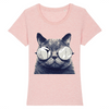 t-shirt chat lunettes couleur rose