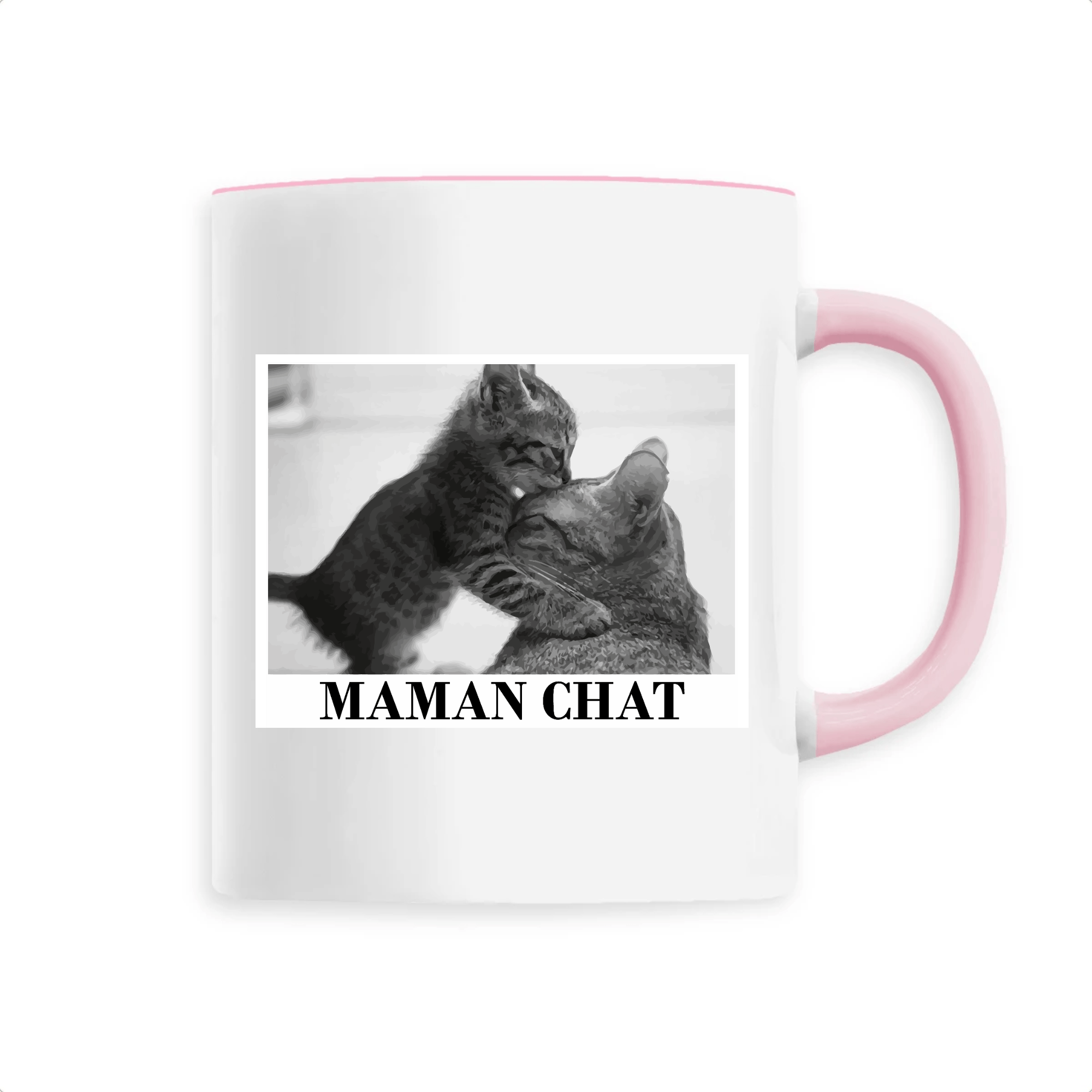 mug maman chat poignée rose
