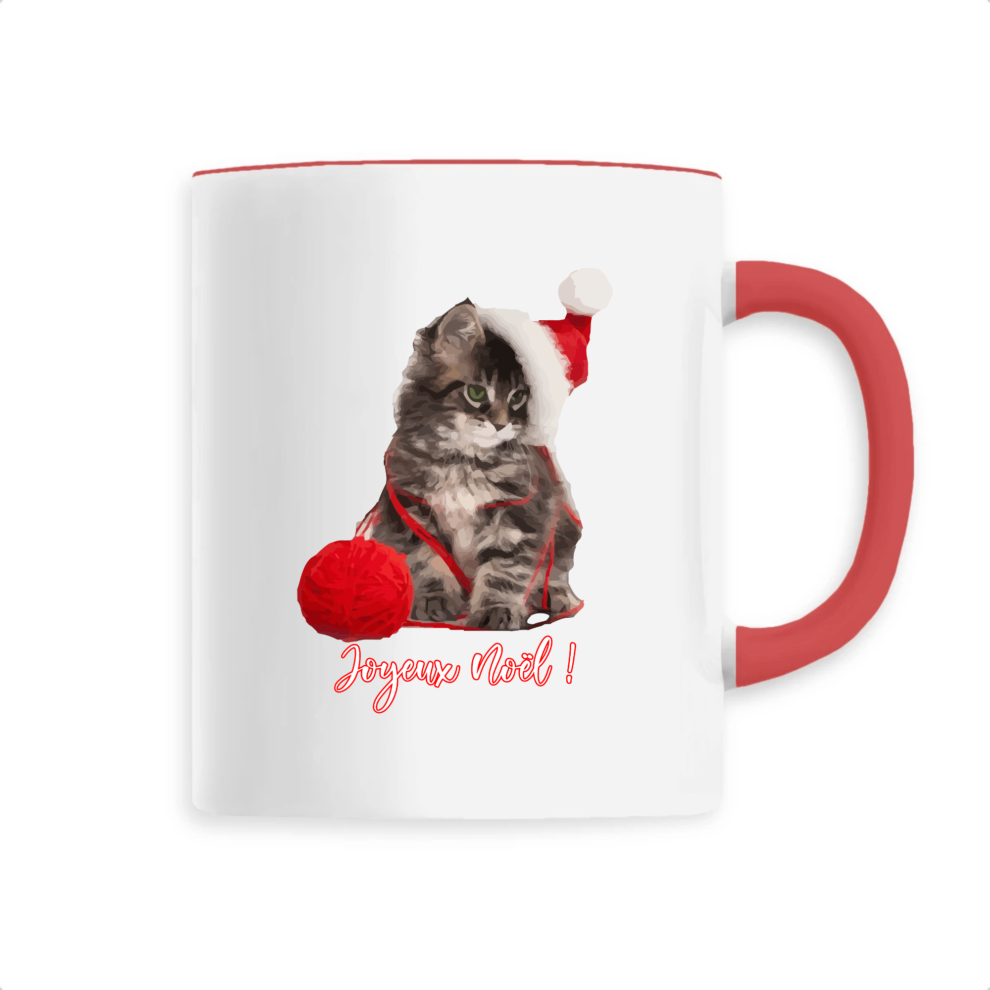 mug chat joyeux noël poignée rouge