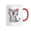 mug petit chat poignée rouge